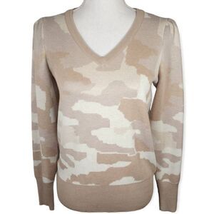 PHILOSOPHY CREAM CAMO V NECK SWEATER SZ.XS EUC